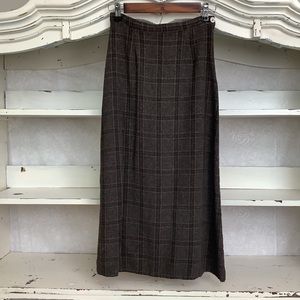 Vintage Anthropologie Brown Plaid Skirt